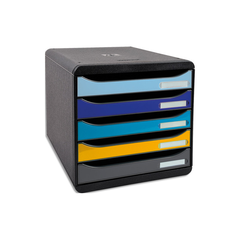 EXACOMPTA Module de classement Big Box + 5 tiroirs Bee Blue. Dim (lxhxp) : 27,8x27,1x34,7 cm. Assortis