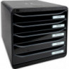 EXACOMPTA Module de classement Big Box + horizon 5 tiroirs Glossy Dim (lxhxp) : 27,8x27,1x34,7 cm. Noir