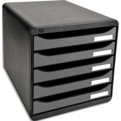 EXACOMPTA Module de classement Big Box + 5 tiroirs Metallic Dim (lxhxp) : 27,8x27,1x34,7 cm. Noir/Argent
