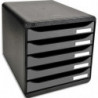 EXACOMPTA Module de classement Big Box + 5 tiroirs Metallic Dim (lxhxp) : 27,8x27,1x34,7 cm. Noir/Argent