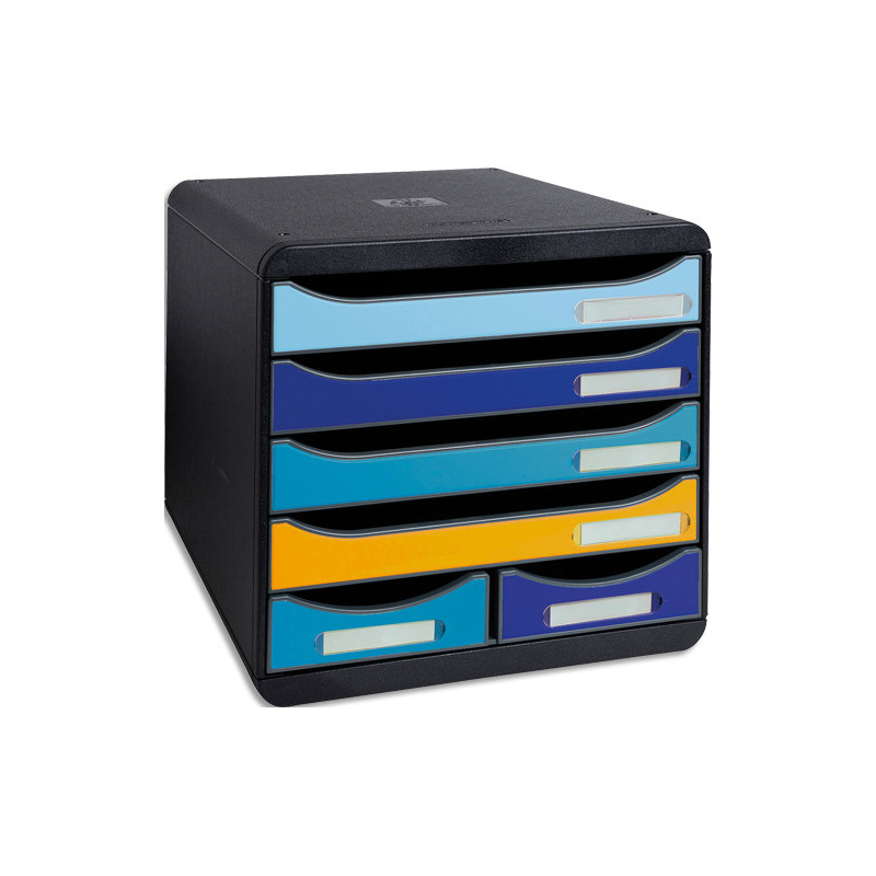 EXACOMPTA Big Box Maxi Bee Blue, 6 tiroirs. Dimensions (l x h x p) : 27,8 x 27,1 x 34,7 cm. Assortis