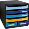 EXACOMPTA Big Box Maxi Bee Blue, 6 tiroirs. Dimensions (l x h x p) : 27,8 x 27,1 x 34,7 cm. Assortis