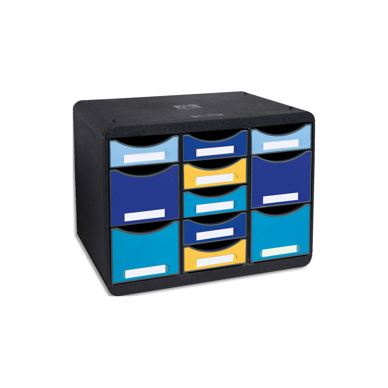 EXACOMPTA Module Store-box Bee Blue 11 tiroirs en PS. Dim (l x h x p): 35,5 x 27,1 x 27 cm. Coloris Ass