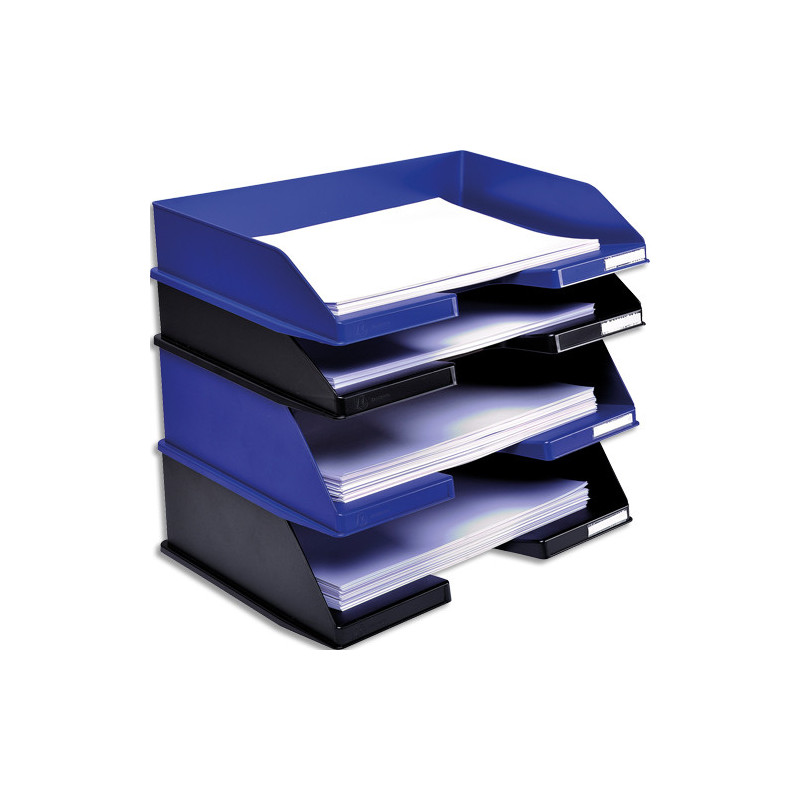 EXACOMPTA Corbeille courrier Combo maxi à l&#39;italienne Ecoblack Dim (lxhxp) : 36,5x10,3x22,5 cm. Bleu Nuit