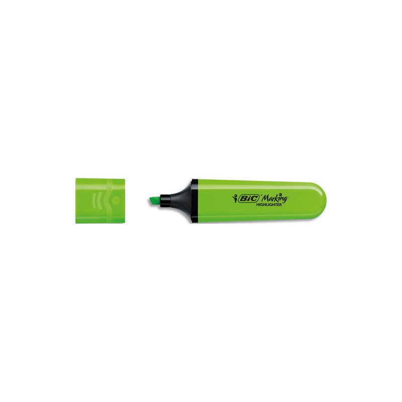 BIC Surligneur Jumbo Pointe biseautée. Séchage rapide. Coloris Vert Fluo