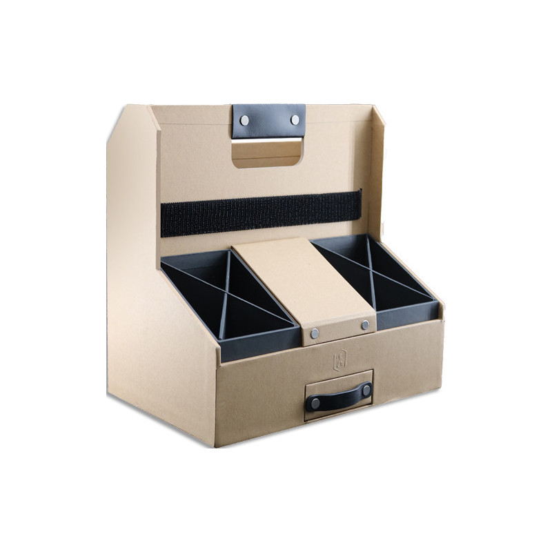 OXFORD Organisateur de bureau mobile SAVANA, en carton recyclé. Dim (lxhxp) : 28x28x17,5 cm. Kraft/Noir