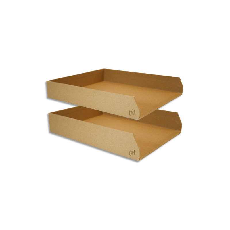 OXFORD Lot 2 corbeilles courrier A4+ SAVANA en carton recyclé. Dimensions (lxhxp) : 26x10x31 cm. Kraft
