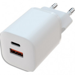 APM Chargeur secteur, gan, dual, 1xUSB-C &#47; 1xUSB-A, 33W, blanc