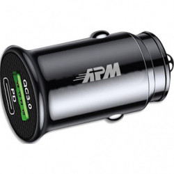 APM Chargeur allume cigare 38W : USB-A 3.0 18 W &#47; USB-C 20W noir