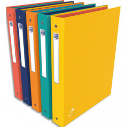 OXFORD Classeur 4 anneaux Bicolor Recycl+ rembordé carte, format A4. Dos 4 cm. Coloris assortis