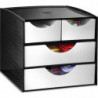 CEP Module 2 petits tiroirs + 2 grands tiroirs Dim : 18,6 x 18,5 H 17,5 cm Noir&#47;Gris métal