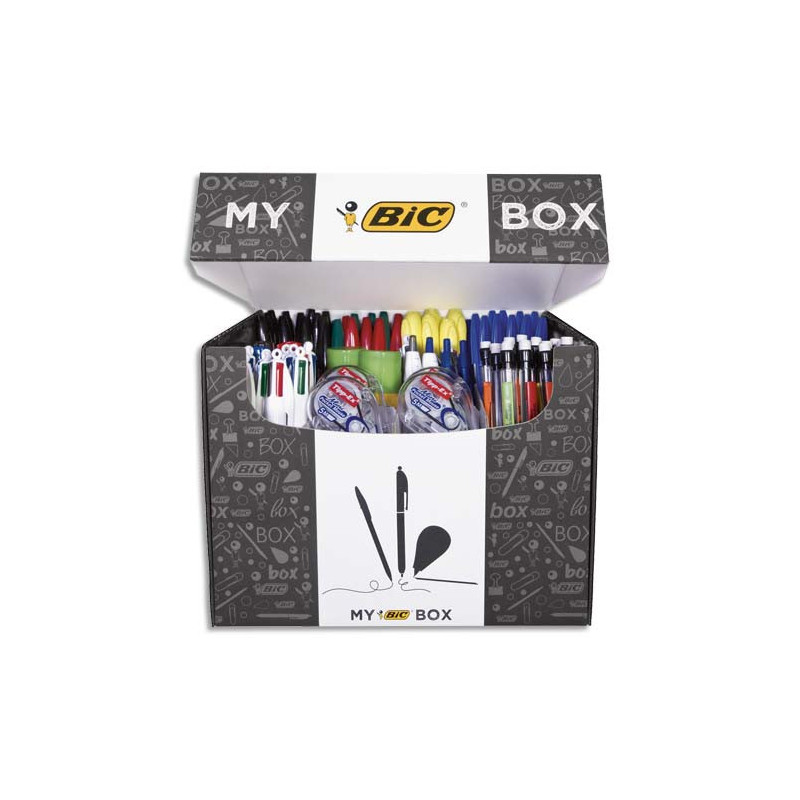 BIC MyBICBox - 124 Produits - 75 Stylos,24 Porte-Mines,8 Correcteurs,7 Marqueurs,8 Surligneurs, 2 Colles