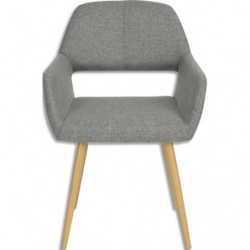 Chaise fixe en tissu, pieds en métal imitation bois