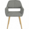 Chaise fixe en tissu, pieds en métal imitation bois