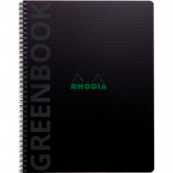 RHODIA Cahier à spirale polypropylène recyclé GREENBOOK 23,5x29,7cm 160 pages recyclées 90g lign&ea