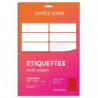 OFFICE STAR Boîte 1200 étiquettes adhésives multiusage format 70x37mm. Planche A4. Coloris rouge