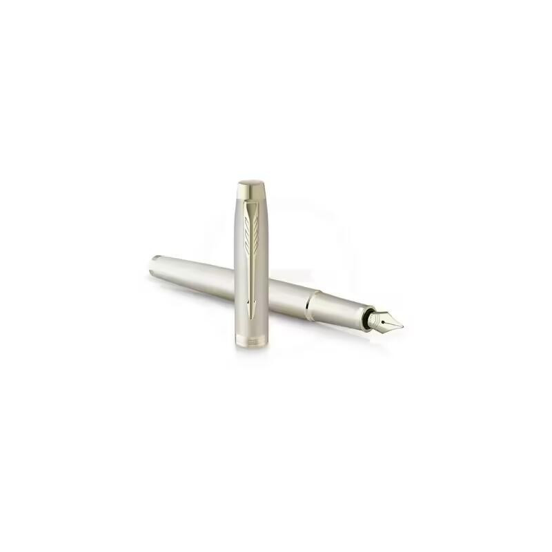 PARKER Stylo plume IM Monochrome champagne, Plume moyenne avec recharge d'encre bleue, Étui cadeau