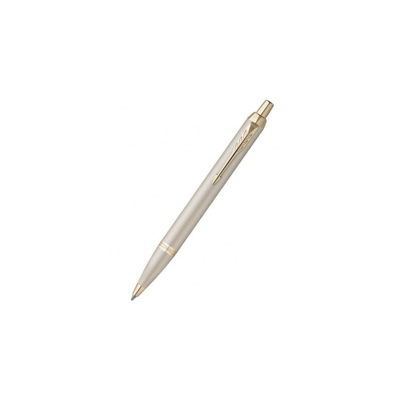 PARKER Stylo bille IM Monochrome champagne, Pointe moyenne avec recharge d'encre bleue, Étui cadeau