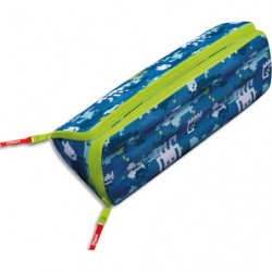 MAPED Trousse xxL double compartiments, réversible et personnalisable. Pixel bleue