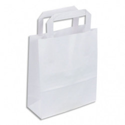 Paquet de 50 sacs blanc blanc poignées plates 180 + 80 x 220 mm