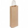 Paquet de 50 sacs kraft économique pour bouteille avec poignées torsadée 140 + 80 x 390 mm