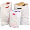 Paquet de 100 sacs plastique blancs 50 x 50 + 5 cm avec poignées découpées renforcées 50 microns