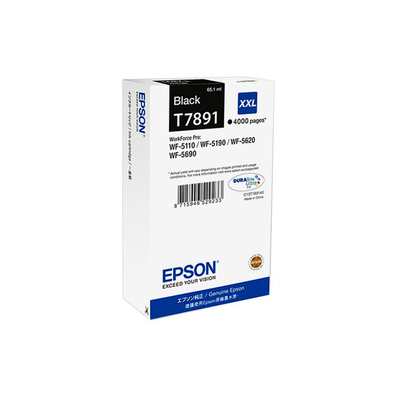 EPSON Cartouche Jet d'Encre Noire XXL (4 000 p) WF-5xxx - C13T789140