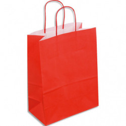 Paquet de 50 sacs kraft rouge poignées torsadées 230 + 120 x 300 mm
