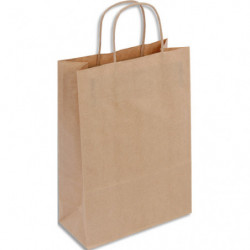 Paquet de 50 sacs kraft brun poignées torsadées 180 + 80 x 220 mm