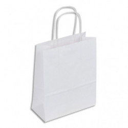 Paquet de 50 sacs kraft blanc poignées torsadées 180 + 80 x 220 mm