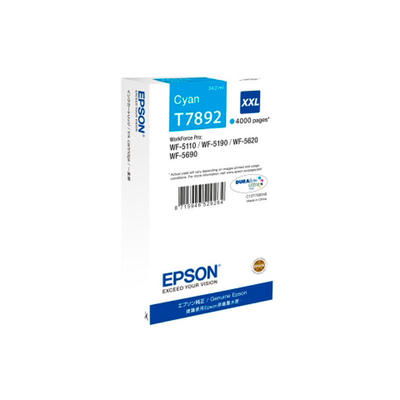 EPSON Cartouche Jet d'Encre Cyan XXL (4 000 p) WF-5xxx - C13T789240
