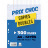 Lot de 300 pages copies doubles grand format A4 grands carreaux Seyès 70g perforées