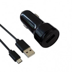 APM Chargeur allume-cigare USB 2.1 A noir + cordon micro USB 1m 570332