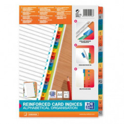 OXFORD Intercalaire alphabétique, carte Blanche 170g, 20 positions renforcées mylar, format A4. Assortis