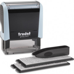 TRODAT Timbre personnalisable 4 lignes Printy 4912 4.0 bleu pastel. Police 3-4mm. 1 recharge Noir.