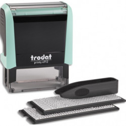 TRODAT Timbre personnalisable 4 lignes Printy 4912 4.0 vert pastel. Police 3-4mm. 1 recharge Noir.
