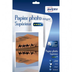 AVERY Boîte de 25 feuilles de papier photo brillant supérieur A4, Jet d&#39;encre, 200g&#47;m&sup2;