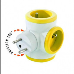 WATT &amp; CO Multiprise triplite WattBall, 2 prises 16A+1 prise 6A+1 USB 2,1A Jaune