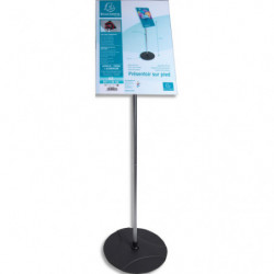 EXACOMPTA Présentoir sur pied en aluminium, porte-visuel format A3 vertical réglable à 180&deg;
