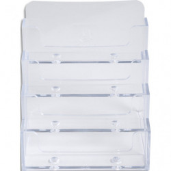 EXACOMPTA Porte-cartes de visite en polystyrène, 4 cases, capacité : 50 cartes 8,5 cm max par case