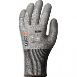 COVERGUARD Paire gants anticoupure D, enduction palmaire PU, dextérité optimisée, grip, peu salissant,T10
