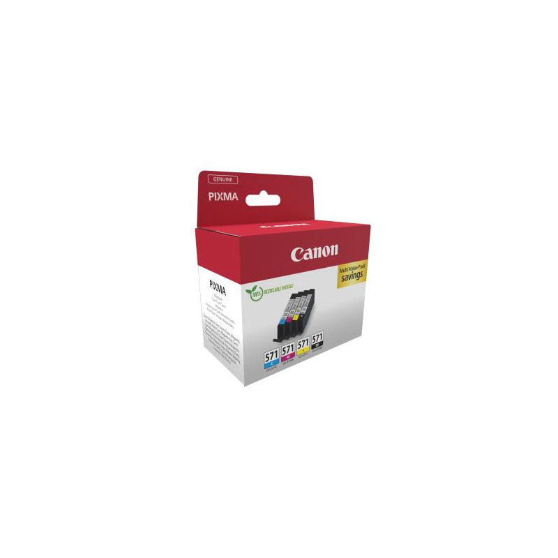 CANON Multipack 4 cartouches Jet d'encre N&deg; 571 / 0386C008 Noir + Cyan + Magenta + Jaune