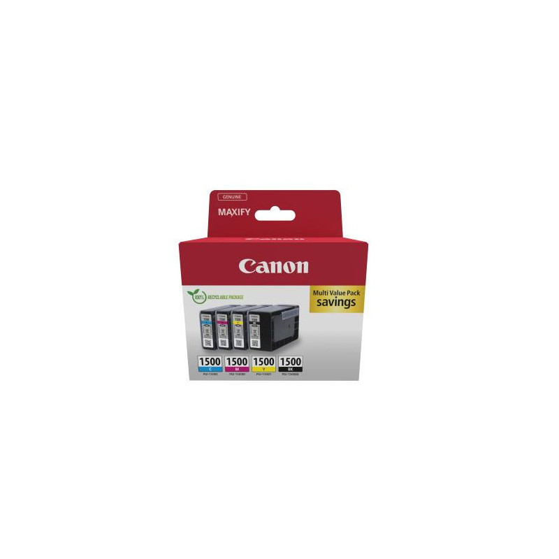 CANON Multipack 4 cartouches Jet d&#39;encre N&deg; 1500 &#47; 9218B006 Noir + Cyan + Magenta + Jaune