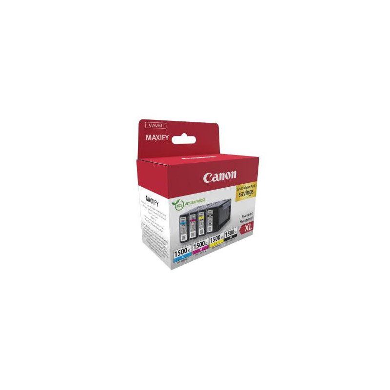 CANON Multipack 4 cartouches Jet d&#39;encre N° 1500 / 9182B010 Noir + Cyan + Magenta + Jaune - Format XL