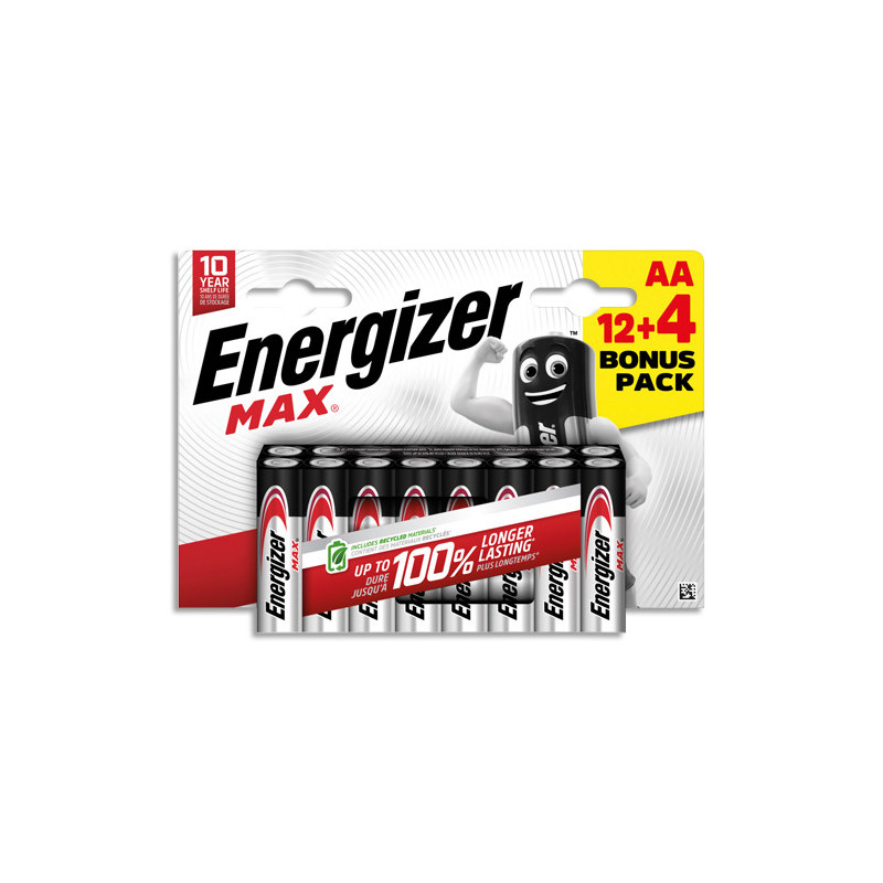 ENERGIZER Blister de 12+4 Piles alcalines AA/LR6 MAX
