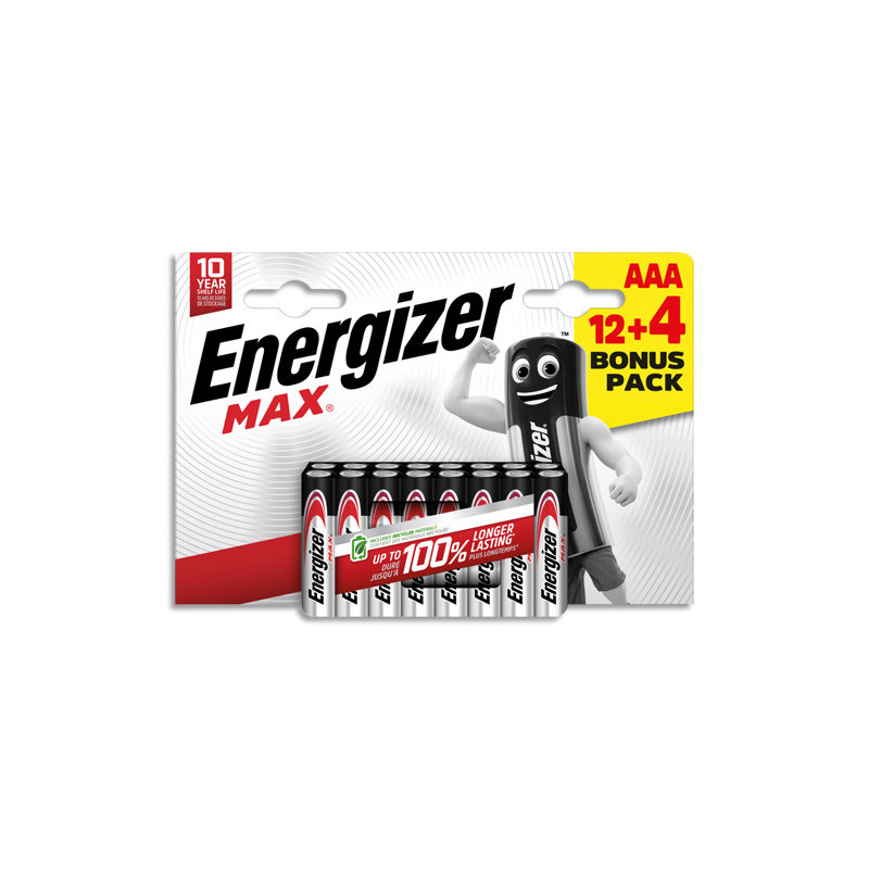 ENERGIZER Blister de 12+4 piles alcalines AAA/LR03 MAX