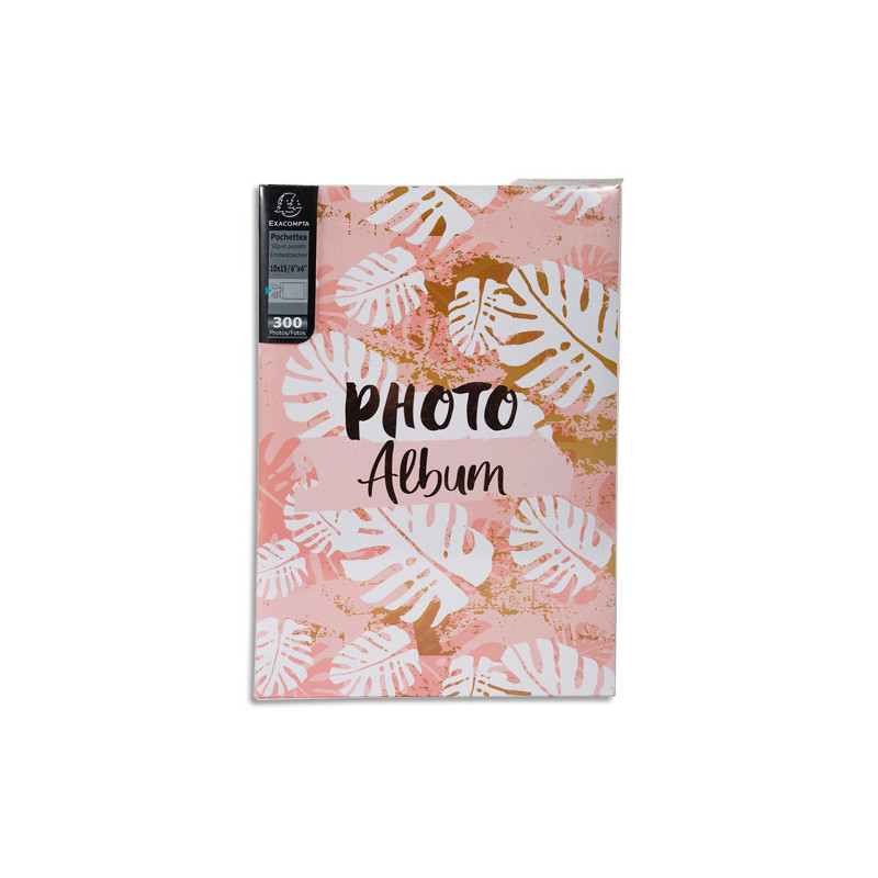 EXACOMPTA Album photos livre TROPIC. Capacité 300 photos, 100 pages Blanches. 22,5x32,5 cm, coloris Paste