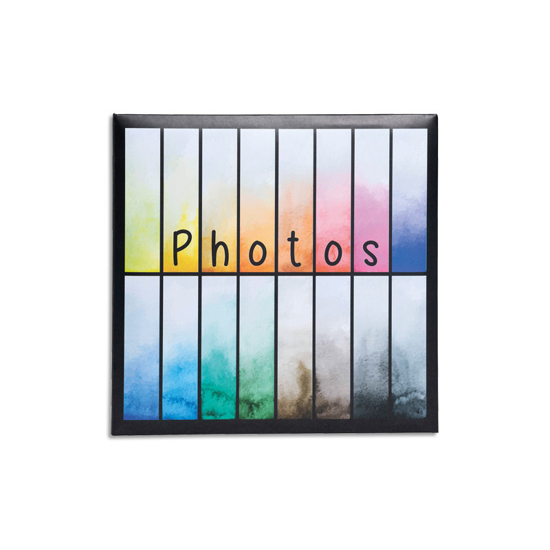 EXACOMPTA Album photos livre RAINBOW. Capacité 200 photos, 100 pages Grises. 22,5x22 cm, coloris Noir