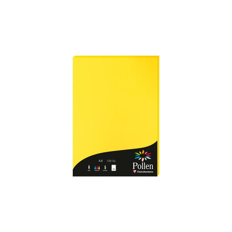 CLAIREFONTAINE Etui de 50 feuilles 120g POLLEN 21x29,7cm. Coloris Jaune soleil