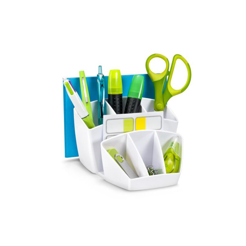 CEP Pro Multipot Gloss 6 compartiments + 2 espace - Dim. L14,3 x H9,3 x P15,8 cm coloris Blanc arctique